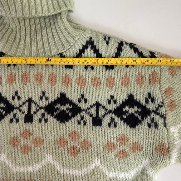 Anthropologie fair isle tunic pullover sweater in mint green Christmas trees - Picture 16 of 16